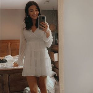 altar’d state white polka dot sheer long sleeve dress